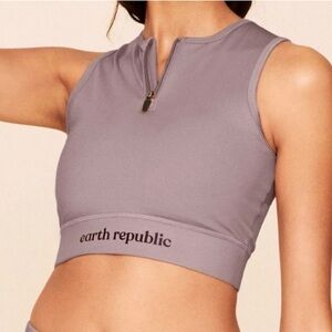 Earth Republic Quarter-Zip Sports Bra / Crop Top - Size M - Mauve